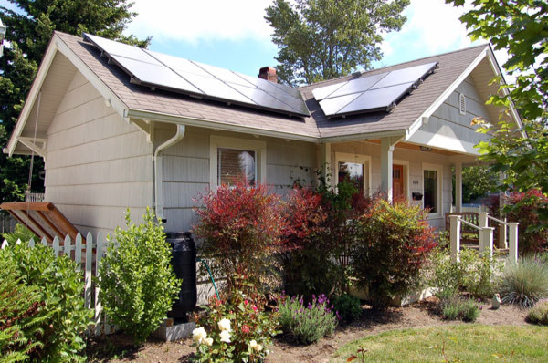 Photo of a home with solar photovoltaic panels